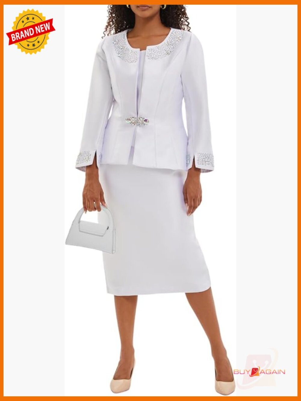 3 Piece Church Suit Set Formal Occasion Dress with Handmade Diamond Embossed
